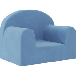 vidaXL Barnsoffa blå mjuk plysch