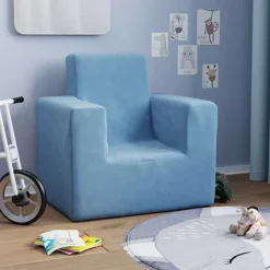 vidaXL Barnsoffa blå mjuk plysch