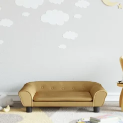 Discount vidaXL Barnsoffa 70x45x26 cm sammet Brun