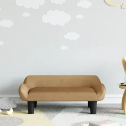 vidaXL Barnsoffa brun 70x40x24 cm sammet