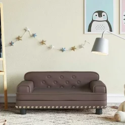 New vidaXL Barnsoffa 70x45x30 cm konstläder Brun