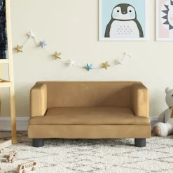 vidaXL Barnsoffa brun 60x40x30 cm sammet