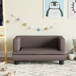 Hot vidaXL Barnsoffa 60x40x30 cm konstläder Brun