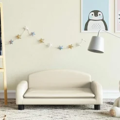 vidaXL Barnsoffa gräddvit 70x45x30 cm konstläder