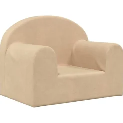 New vidaXL Barnsoffa gräddvit mjuk plysch Kräm