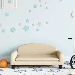 vidaXL Barnsoffa gräddvit 70x45x30 cm tyg