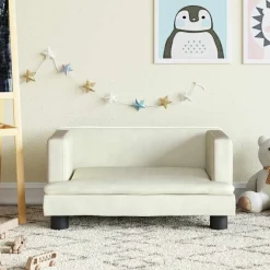 vidaXL Barnsoffa gräddvit 60x40x30 cm sammet