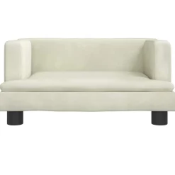 vidaXL Barnsoffa gräddvit 60x40x30 cm sammet