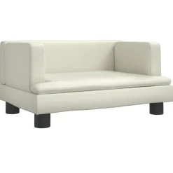 vidaXL Barnsoffa gräddvit 60x40x30 cm konstläder Kräm