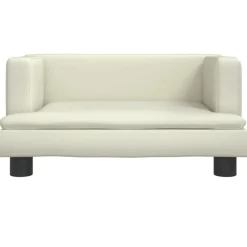 vidaXL Barnsoffa gräddvit 60x40x30 cm konstläder Kräm