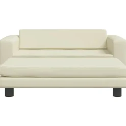 Discount vidaXL Barnsoffa med fotpall gräddvit 100x50x30 cm konstläder Kräm