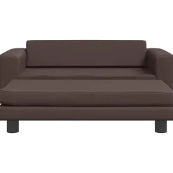 vidaXL Barnsoffa med fotpall brun 100x50x30 cm konstläder