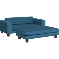 Hot vidaXL Barnsoffa med fotpall 100x50x30 cm sammet Blå