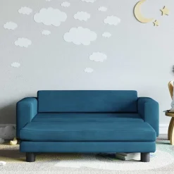 Hot vidaXL Barnsoffa med fotpall 100x50x30 cm sammet Blå