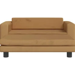vidaXL Barnsoffa med fotpall brun 100x50x30 cm sammet