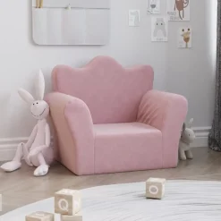 Sale vidaXL Barnsoffa mjuk plysch Rosa