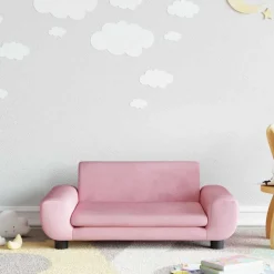 New vidaXL Barnsoffa 70x45x33 cm sammet Rosa