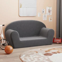 vidaXL Barnsoffa 2-sits antracit mjuk plysch