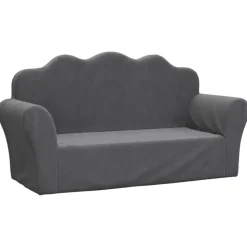 vidaXL Barnsoffa 2-sits antracit mjuk plysch