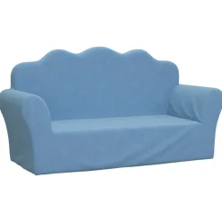 Discount vidaXL Barnsoffa 2-sits mjuk plysch Blå