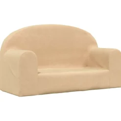 vidaXL Barnsoffa 2-sits gräddvit mjuk plysch Kräm