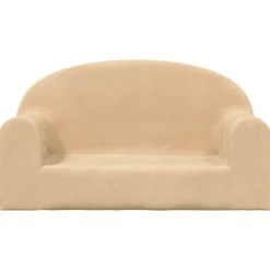 vidaXL Barnsoffa 2-sits gräddvit mjuk plysch Kräm
