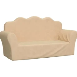 vidaXL Barnsoffa 2-sits gräddvit mjuk plysch