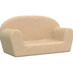 vidaXL Barnsoffa 2-sits gräddvit mjuk plysch