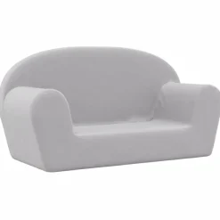 vidaXL Barnsoffa 2-sits ljusgrå mjuk plysch