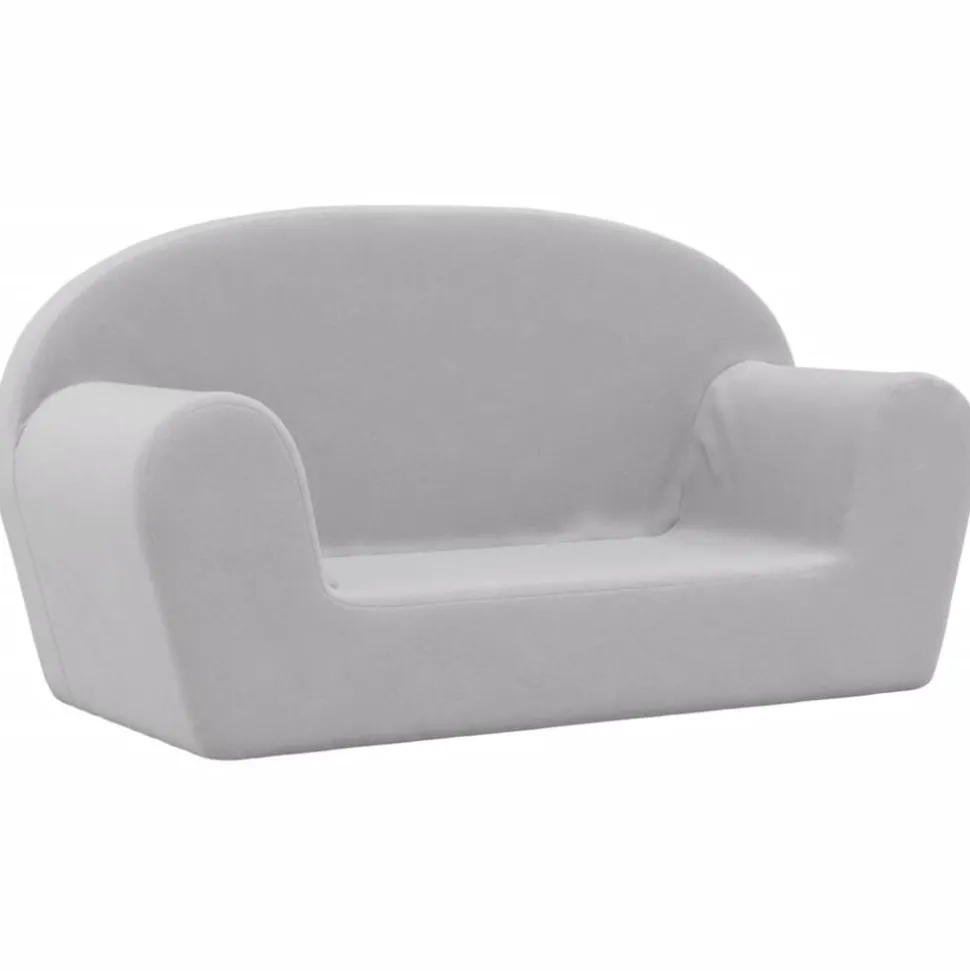 vidaXL Barnsoffa 2-sits ljusgrå mjuk plysch