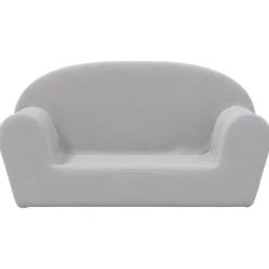 vidaXL Barnsoffa 2-sits ljusgrå mjuk plysch