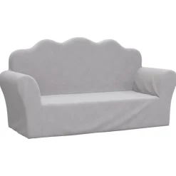 vidaXL Barnsoffa 2-sits mjuk plysch Ljusgrå