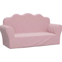 vidaXL Barnsoffa 2-sits rosa mjuk plysch