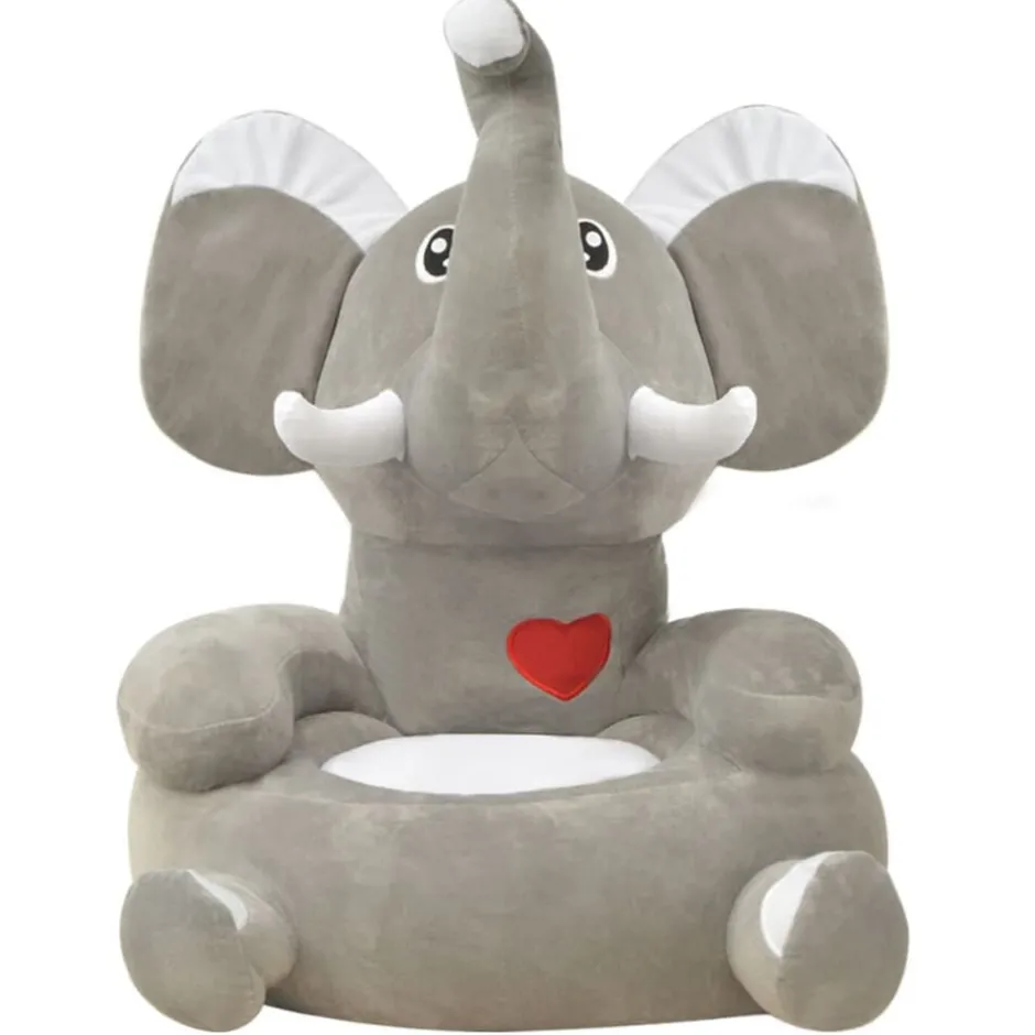 Discount vidaXL Barnstol i plysch elefant grå