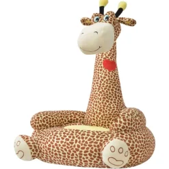 vidaXL Barnstol i plysch giraff brun