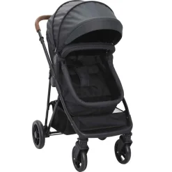 vidaXL Barnvagn 2-i-1 antracit och svart stål