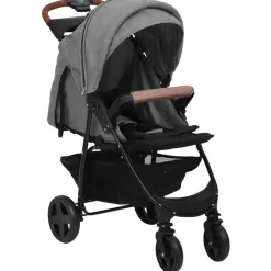 vidaXL Barnvagn 3-i-1 ljusgrå stål