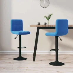Discount vidaXL Barstolar 2 st sammet Blå