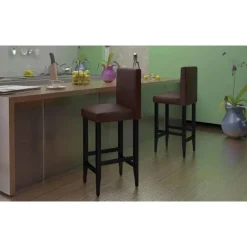 Best vidaXL Barstolar 4 st konstläder Mörkbrun