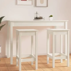 vidaXL Barstolar 2 st vit 40x40x78 cm massiv furu