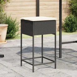 Sale vidaXL Barstolar för utomhusbruk med dynor 2 st konstrotting Svart
