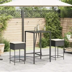 Sale vidaXL Barstolar för utomhusbruk med dynor 2 st konstrotting Svart