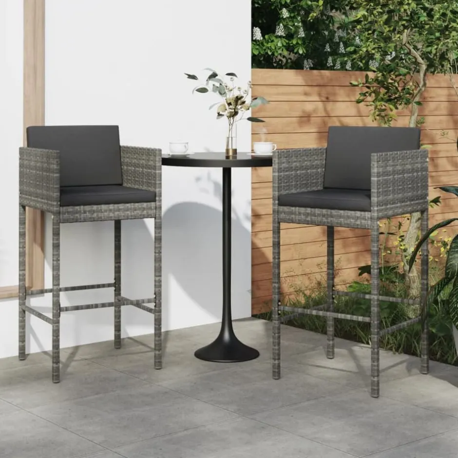 New vidaXL Barstolar med dynor 2 st konstrotting Grå