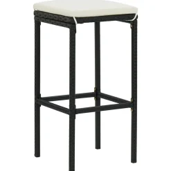 Sale vidaXL Barstolar med dynor 2 st konstrotting Svart
