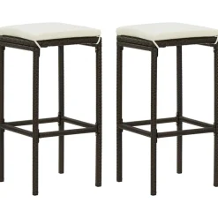 vidaXL Barstolar med dynor 2 st brun konstrotting