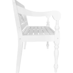 vidaXL Bataviabänk 98 cm massivt mahognyträ vit