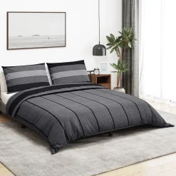 Online vidaXL Bäddset 140x200 cm bomull Mörkgrå