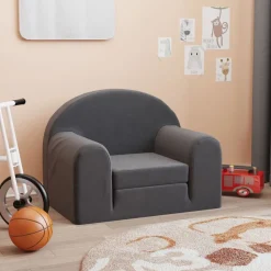 vidaXL Bäddsoffa för barn antracit mjuk plysch