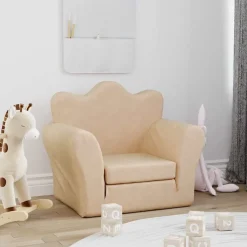 Sale vidaXL Bäddsoffa för barn gräddvit mjuk plysch Kräm