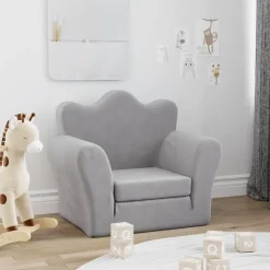 vidaXL Bäddsoffa för barn ljusgrå mjuk plysch